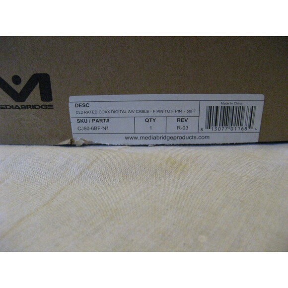 Mediabridge Coaxial Cable 50 Feet A/V with F-Pin to F-Pin Black + F Type Adapter - Picture 5 of 5